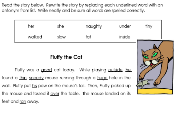 Rewrite the story (antonyms) | Recurso educativo 42845