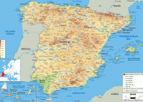 Physical Map of Spain - Ezilon Maps | Recurso educativo 737418